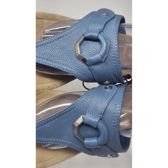 St John's Bay Women's Zion T-Strap Casual Sandal Size 12M Blue Faux Leather NWOT - Picture 2 of 11